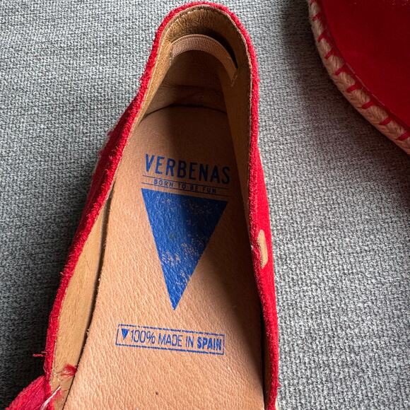 Verbenas Womens Carmen Red Leather Suede Espadrilles Flats Shoes Sz 40 US 9 - Picture 6 of 10